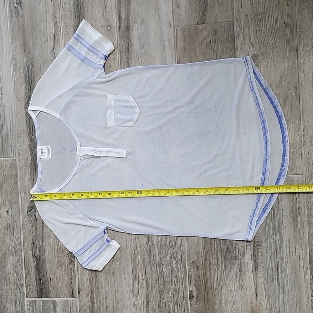 Exist Sheer White and Blue jersey style tee shirt size small 🛍 - Picture 7 of 11